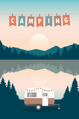 Fototapeta premium camper summer holiday on a road trip