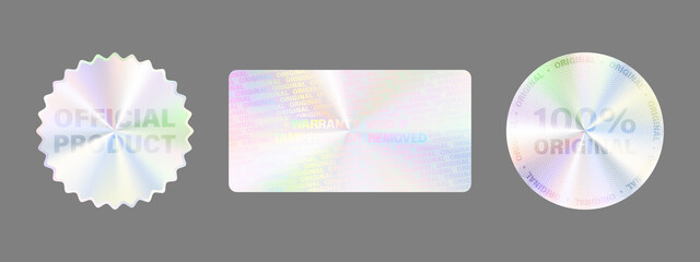 Product Certification Symbol. Hologram Sticker Set
