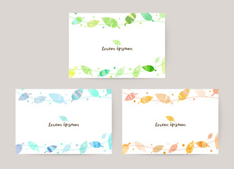 vector card design template with colorful leaves, watercolor decoration