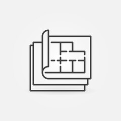 Blueprint or House Plan vector thin line concept icon