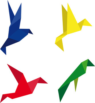 Paper birds in origami style vector image