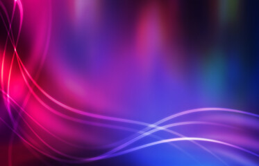 Empty futuristic, abstract background with ultraviolet geometric lines, waves. Neon glow. Light spots.