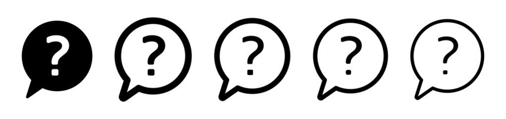 Question mark set of icons. Question mark , help speech bubble sign. Discussion speech bubble on white background. Question mark logo , vector illustration
