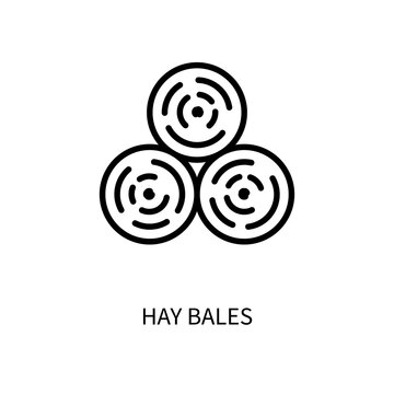 Hay Bale Line Icon Is In A Simple Style. Vector sign in a simple style isolated on a white background. 64x64 pixel.