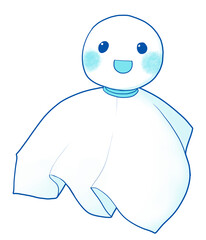 笑顔のてるてる坊主の2色イラスト