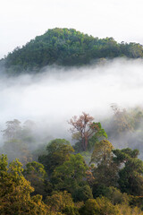 Beautiful mist along the mountains. Taken at Betong district, Yala province in Thailand.