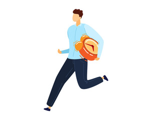 Fototapeta premium Bsiness management, running over time, deadline success concept, isolated on white, design, flat style vector illustration.