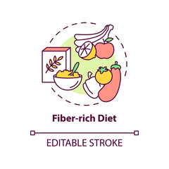 Fiber-rich diet concept icon. Liver health requirement idea thin line illustration. Wholegrain oats. Lowering cholesterol levels. Vector isolated outline RGB color drawing. Editable stroke
