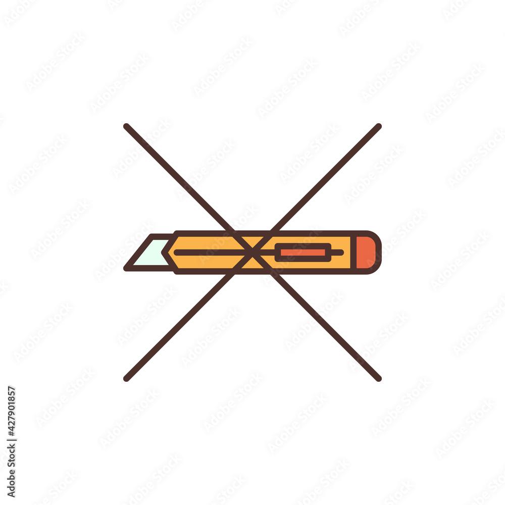 Poster do not open with a cutter vector forbidden colored icon