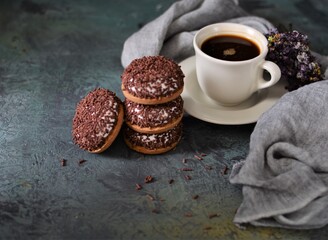 cup of coffee and cookies