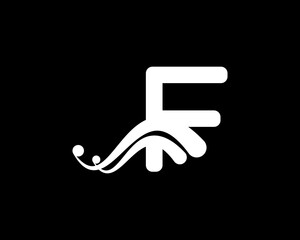 Corporation Letter F Logo With Creative Swoosh Liquid Icon in Black Color, Vector Template Element