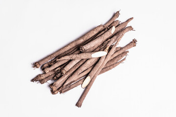 Raw Scorzonera or Spanish salsify isolated on white background
