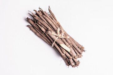 Raw Scorzonera or Spanish salsify isolated on white background