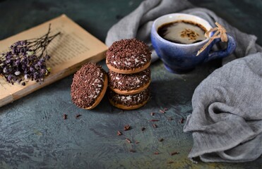 chocolate cookies and coffee