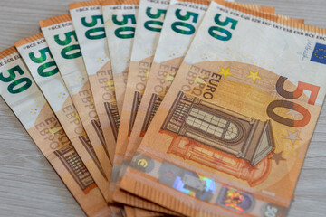 50 euro bills in a fan posted