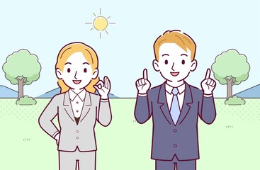 2人の金髪の男女