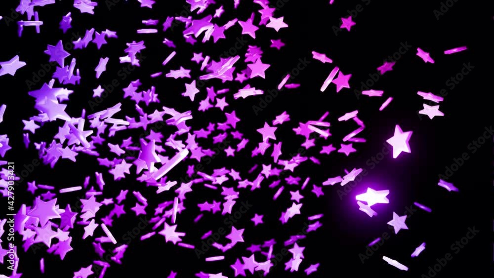 Poster abstract festive background light bulbs with star shape on plane. Multi-colored stars rotate. VJ loop as amazing beautiful bg in 4k. Smooth wiggling animation, 3d rendering. blue red gradient