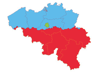 Fototapeta premium Belgium map, individual regions and provinces blank