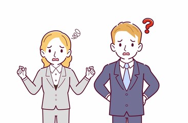 ブロンドヘアのビジネスマン男女