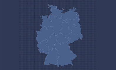 Germany map, separate regions, infographics blue flat design blank