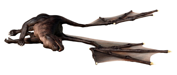 3D Rendering Fairy Tale Dragon on White