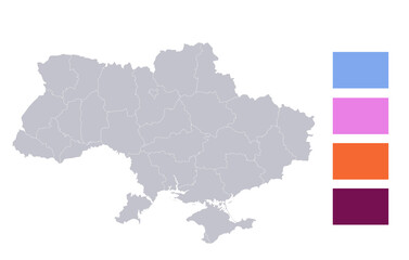 Infographics of Ukraine map, individual regions blank