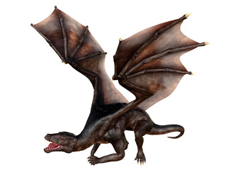 3D Rendering Fairy Tale Dragon on White