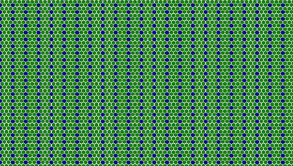 green hexagon and blue background