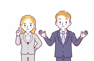 ブロンドヘアのビジネスマン男女