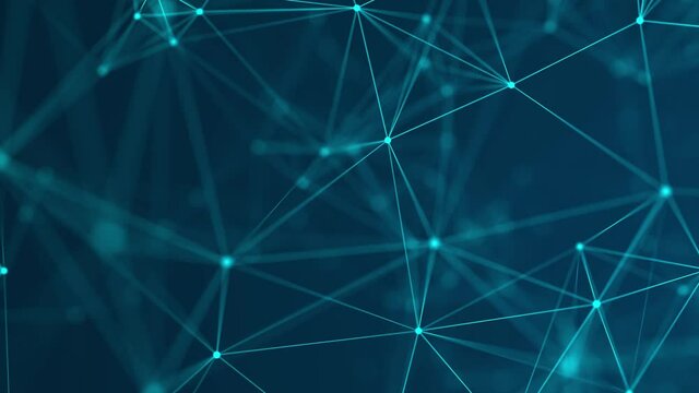 Network connection structure. Abstract background with moving dots and lines. Futuristic illustration. Digital technology design. 3d rendering.