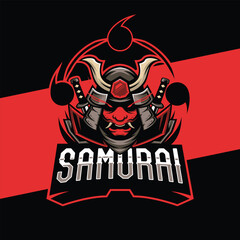 samurai mask esports logo design. illustration of samurai mask mascot design. emblem design
