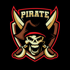 undead pirate esports logo design. illustration of undead pirate mascot design. emblem design