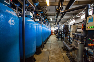 Shchuchinsk city, Kazakhstan - April 20, 2012: Modern water purification and filtration station....
