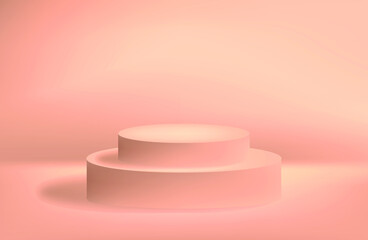 empty studio with a podium. pink studio.