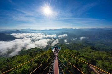 Tourist visited sea of fog in the morning,  Longest skywalk in Asia, Aiyerweng, Betong, Yala, Thailand - 427907017