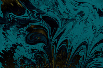 Watercolor painting in turquoise and black for abstract backgrounds