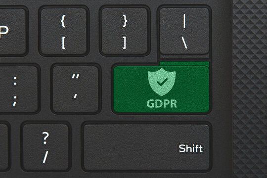 GDRP icon on laptop keyboard. The General Data Protection Regulation