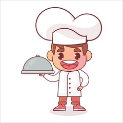 Happy cute boy chef isolated on white Premium Vector
