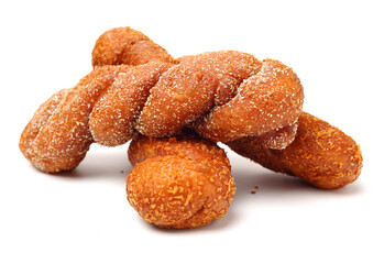 Chinese fried dough twist on white background