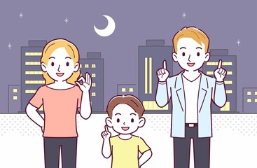 ブロンドヘアの親子