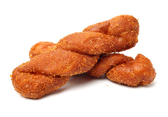 Chinese fried dough twist on white background