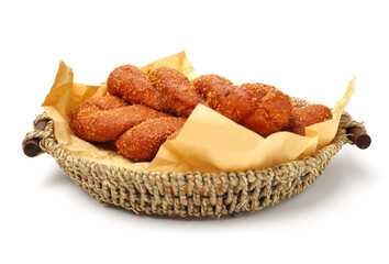 Chinese fried dough twist on white background