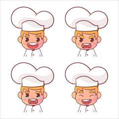 Cute chef with different face expressions