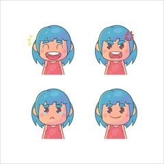 Cute girl with different face expressions