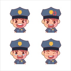 Cute police with different face expressions