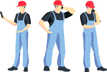Construction. Builders, group illustration. Vector illustration. Industrial theme. Episode from the life of workers. Carpenters.
