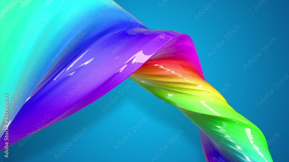 Poster abstract colorful creative background with stream of mixed oil paints that form ribbon of rainbow co