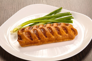 Tasty puff pastry with meat