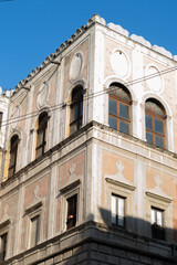 Fototapeta na wymiar The famous Palazzo Cellammare or Francavilla in Naples, near the Metropolitan cinema in Chiaia neighborhood