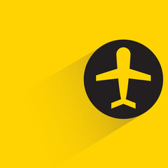 Fototapeta premium plane with shadow on yellow background